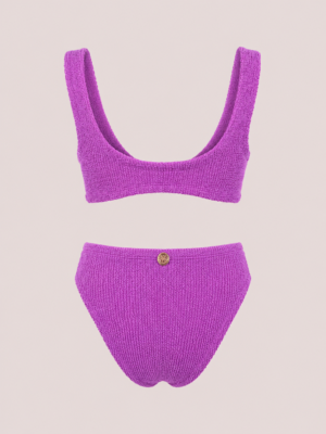 Lilac Bralette Ring Crinkle Bikini Set