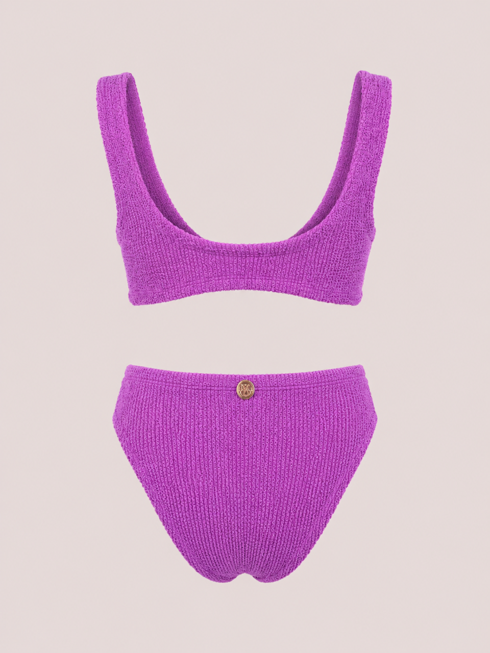Lilac Bralette Ring Crinkle Bikini Set