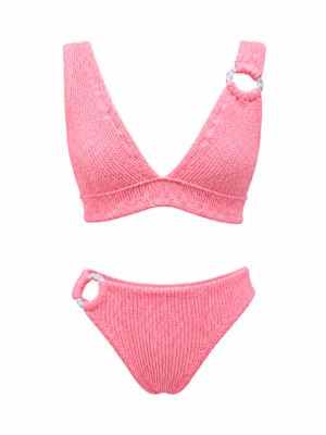 Peach Bralette Ring Crinkle bikini set