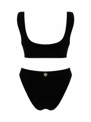 Black crinkle ring bikini back with classic bottom
