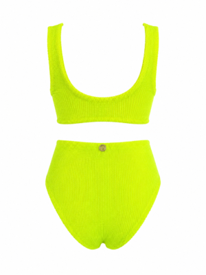 Lemon crinkle ring bikini back with heigh waist bottom