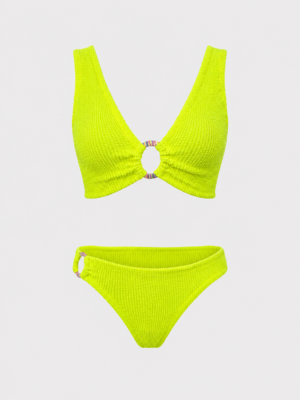 Lemon Crinkle Ring Bikini Set - Bottom classic style