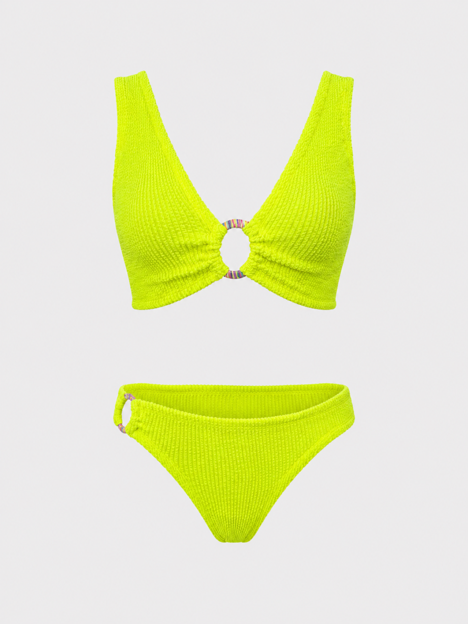 Lemon Crinkle Ring Bikini Set - Bottom classic style