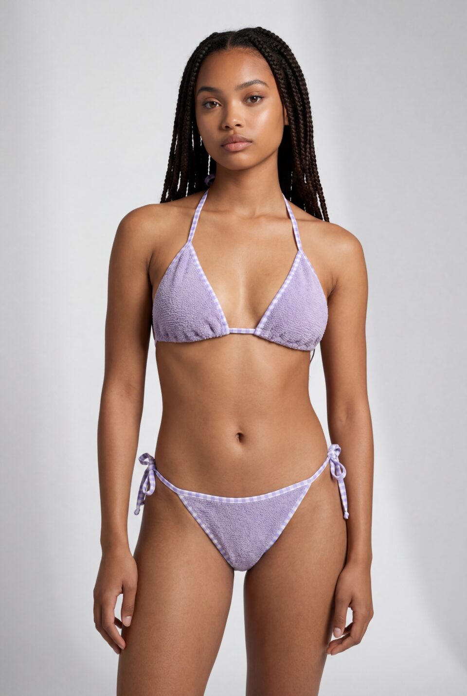 Purple Crinkle Triangle Bikini set
