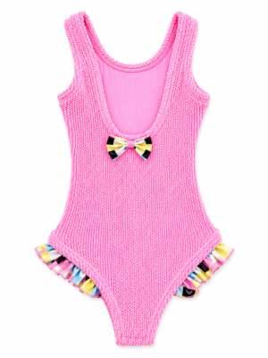 3820160 (girls) fluo pink ruffles one piece back