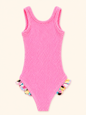 3820160 (girls) fluo pink ruffles one piece front